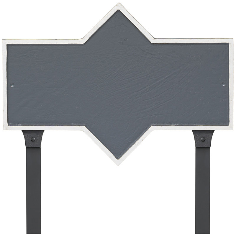 Plaque d'adresse rectangulaire avec piquet de jardin Piedmont, Gris / blanc, Oui