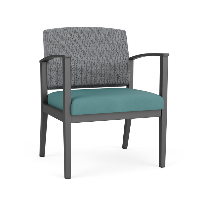 Chaise d'invité en acier Amherst, Portes ouvertes en tissu noir, Gris anthracite