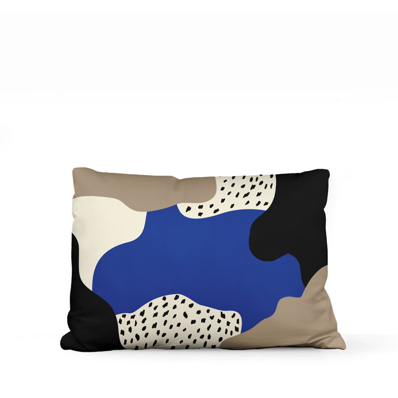Coussin décoratif intérieur / extérieur en polyester filé Willow, Bleu marine / blanc cassé / beige / noir