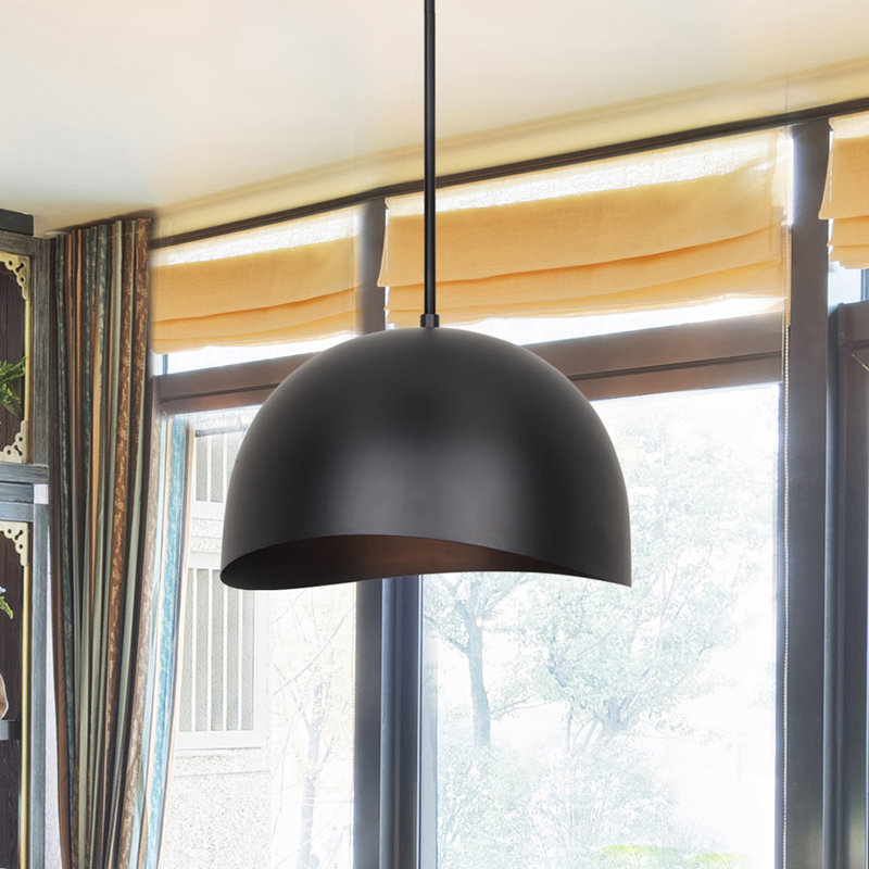 Luminaire suspendu en forme de cloche à 1 lumière Eevan, H 65 po x l 15,75 po x P 15,75 po, Noir