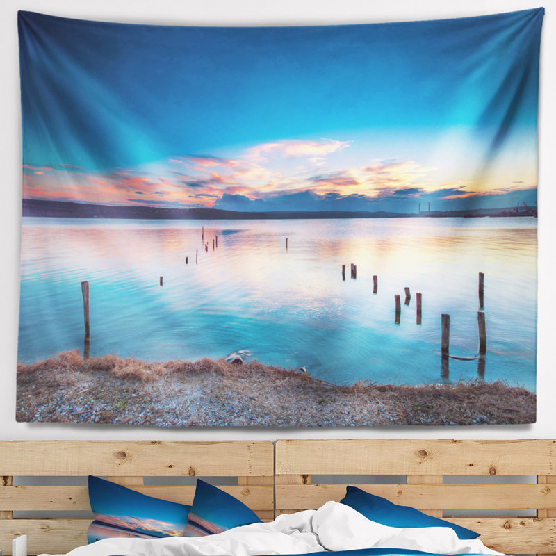 Tapisserie bord de mer et ciel lumineux, H 50 po x l 60 po