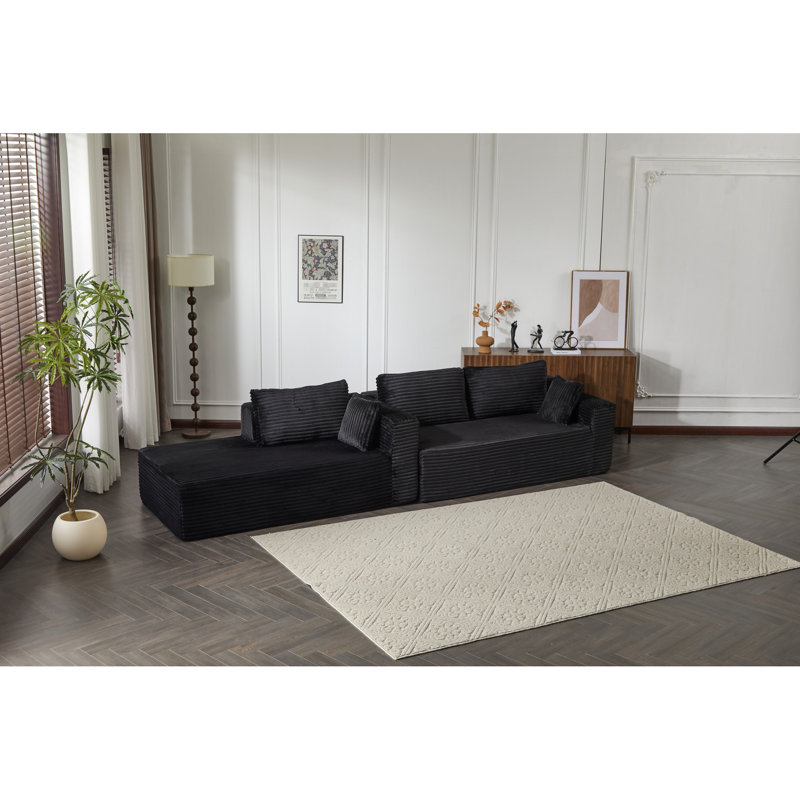Canapé modulaire en L Boneless, Black
