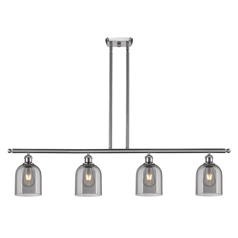 Odaniel 4 - Light Kitchen Island Pendant, Brushed Satin Nickel, Light Smoke