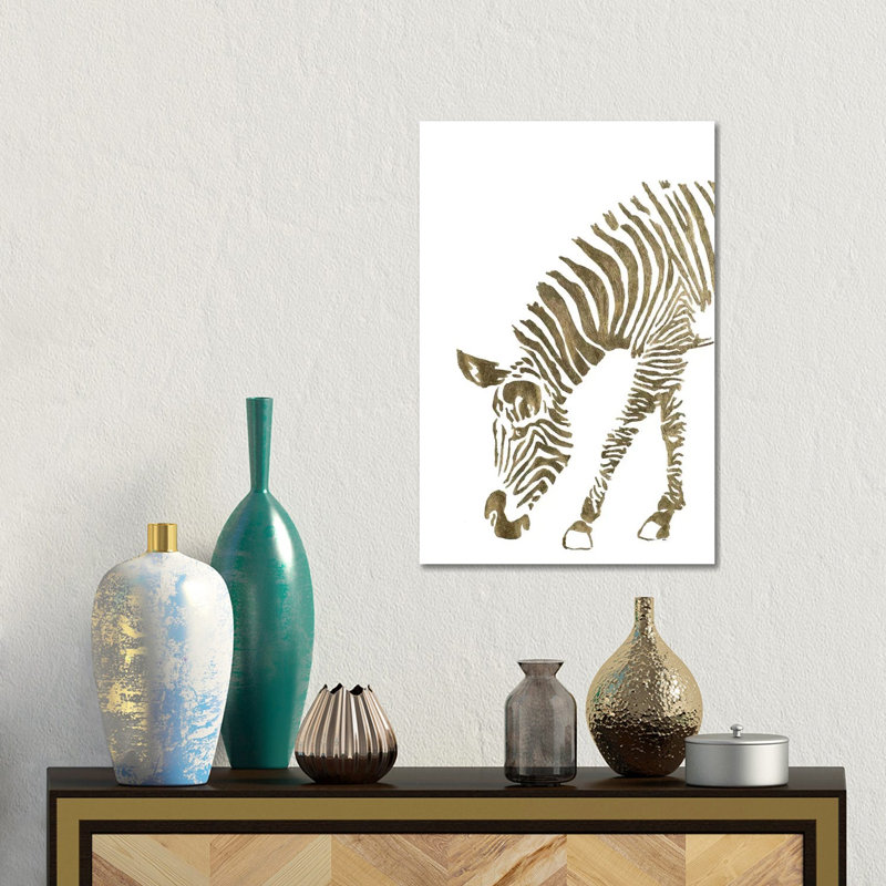 Gold Zebra by Patricia Pinto - Gallery-Wrapped Canvas Giclée on Canvas, No Frame, 30.48 cm H x 45.72 cm W