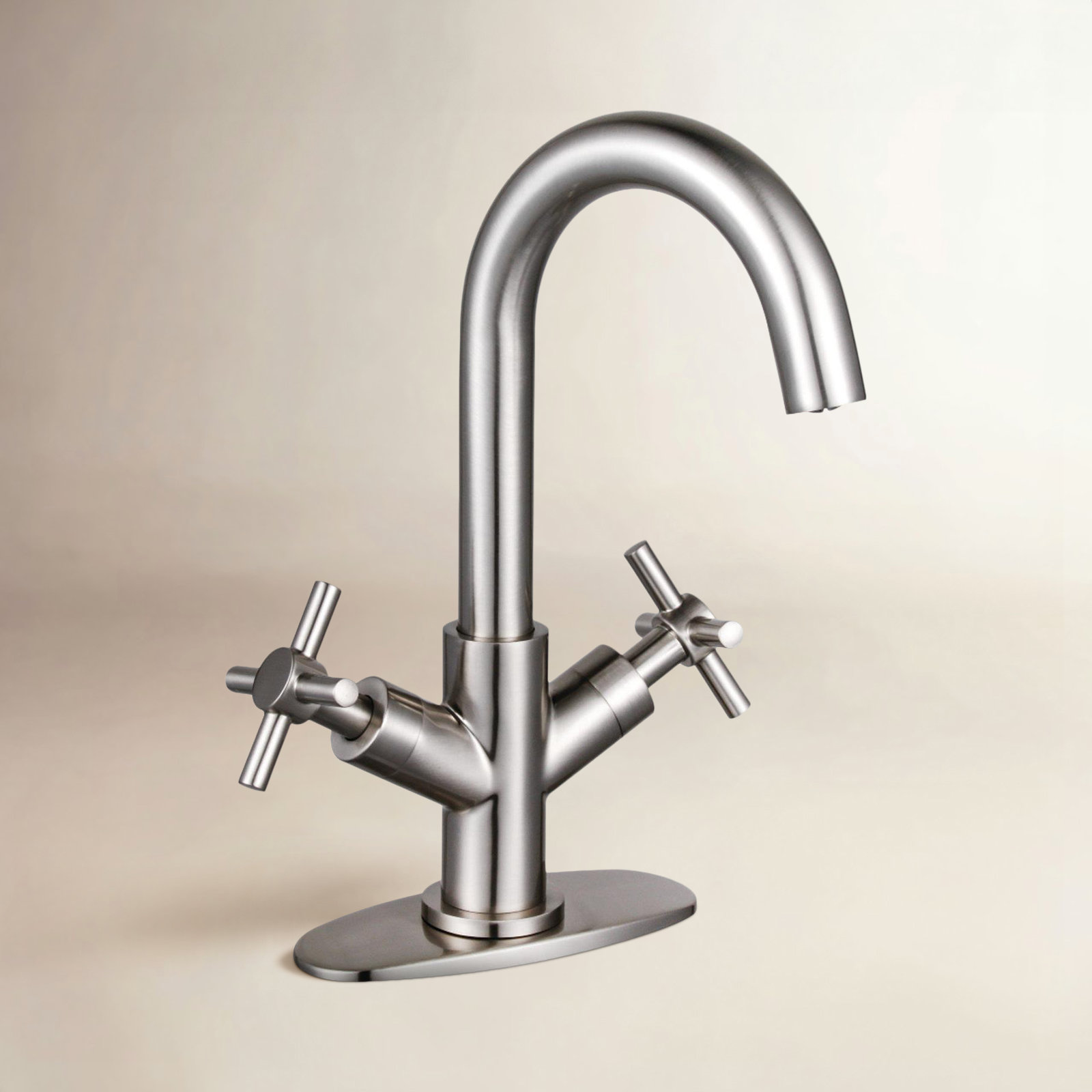 Concord 2-Handle 1-Hole Faucet with Push Drain, Brushed Nickel