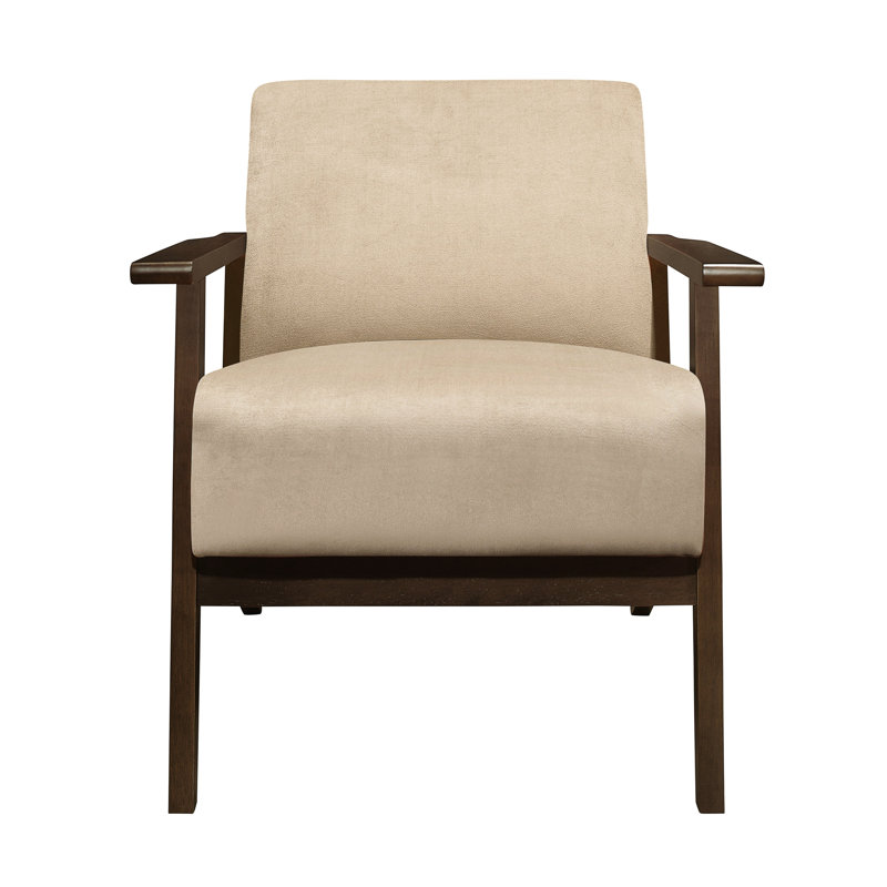 Chaise moderne brun, base en bois massif, siège rembourré en mousse de style Mid-Century, bois, 19,25 po Paquet H