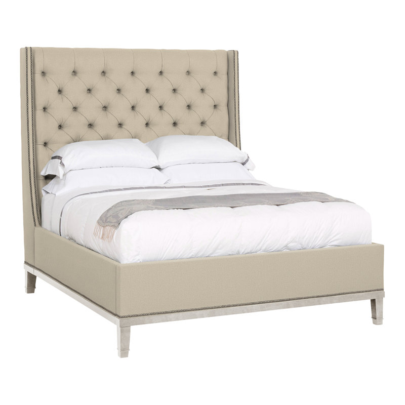 Michael Weiss Queen Upholstered Panel Bed, Casa Blanca, Tuck Linen, Yes
