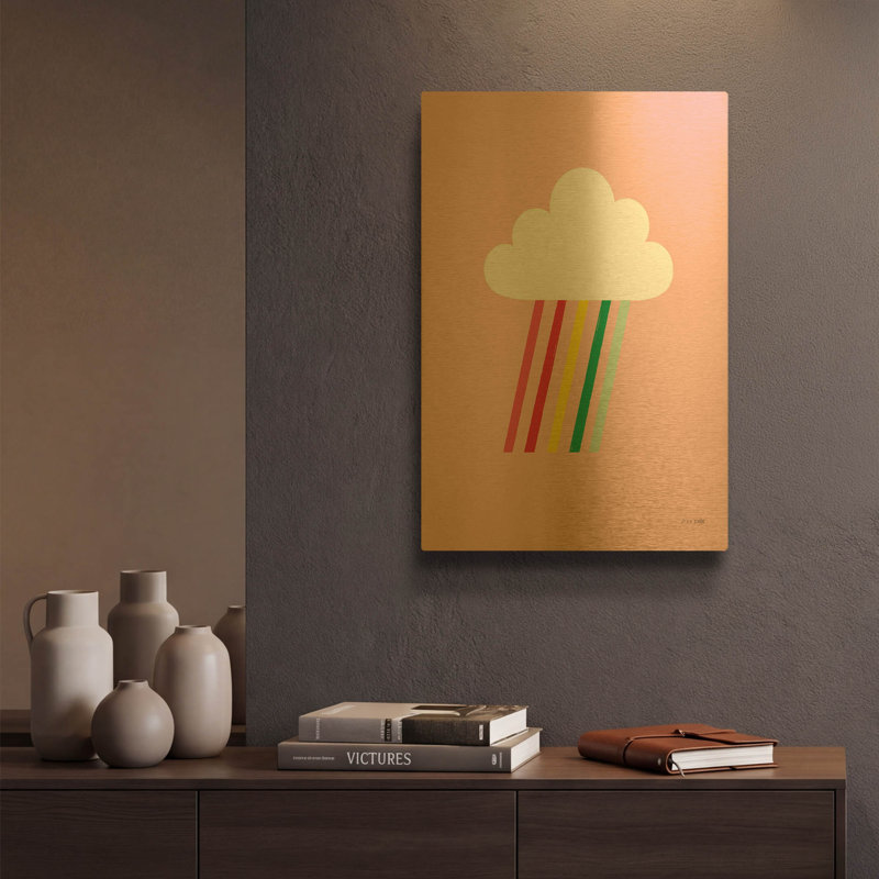 « Rayons arc-en-ciel I » d'Ann Kelle, tableau mural en métal doré, 30,5 x 40,5 cm, 12 po x 16 po