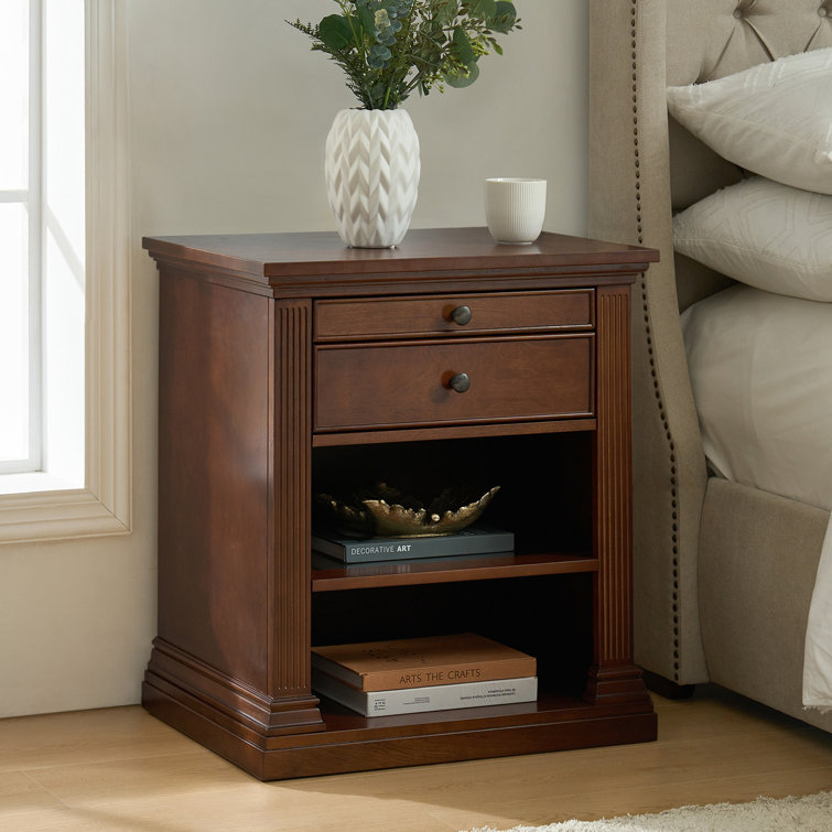 Wadeeah 26.75'' H Transitional Nightstand with Built-In Power Station and LED Light Strip