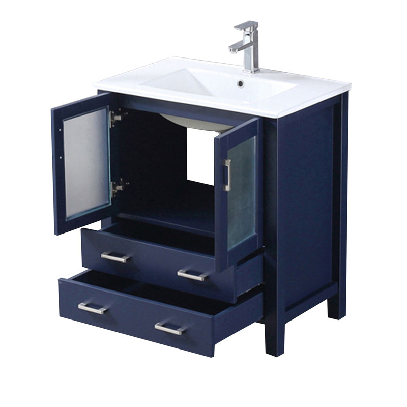 Ensemble de meuble-lavabo D 18,25 po, comptoir en céramique blanche et robinet, Marine, H 33,5 po x l 17,75 po x P 30 po