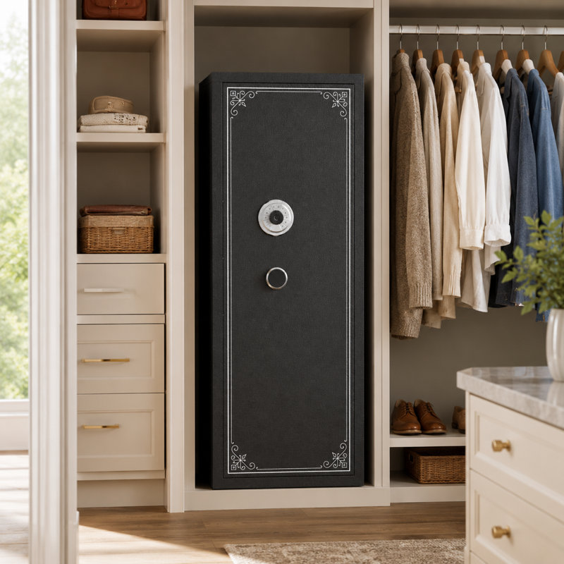 Armoire de rangement verrouillable en acier pour armes et munitions, avec étagères amovibles et organisateurs de porte