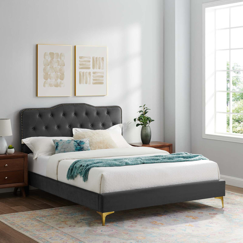 Modway Amber Platform Bed, Queen, Charcoal