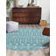 Tapis bleu turquoise en polypropylène tissé à la machine Briehn-860863637