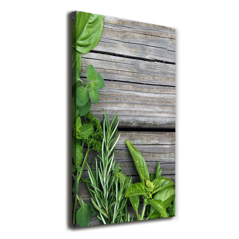 Herbs On Wood - Wrapped Canvas Print