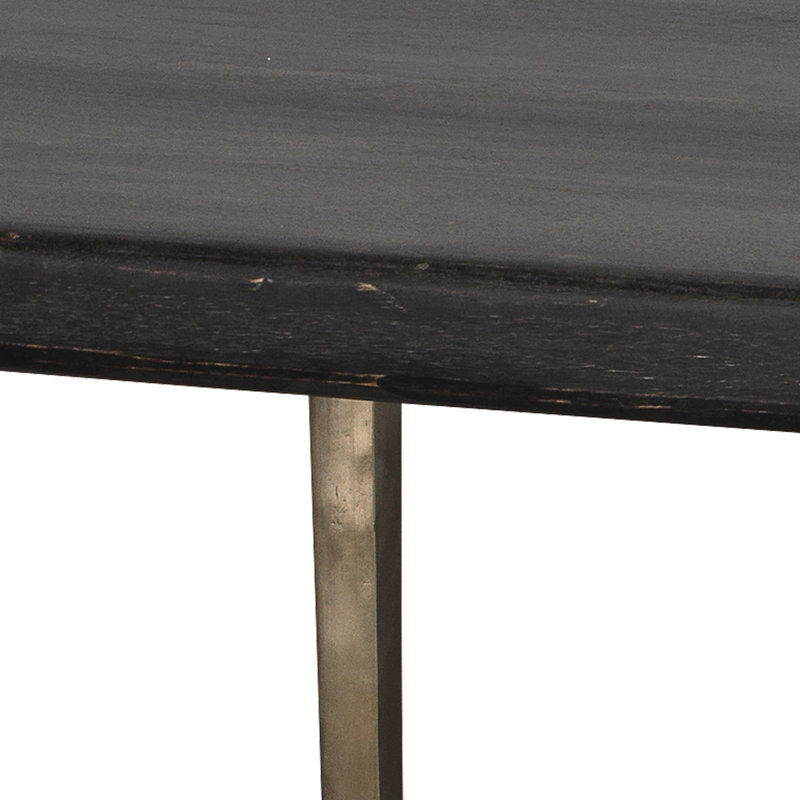 Farmhouse Solid Wood Dining Table, Dark Wood, Silver