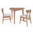 3-Piece Modern Table Set, Triangular Side Table with 2 Curved Wood Chairs, Light Brown