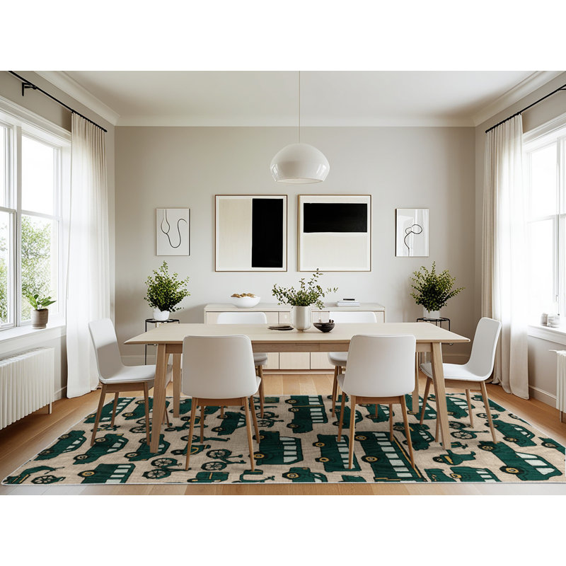 Tapis beige lavable à la machine, Rectangulaire 7 pi x 10 pi