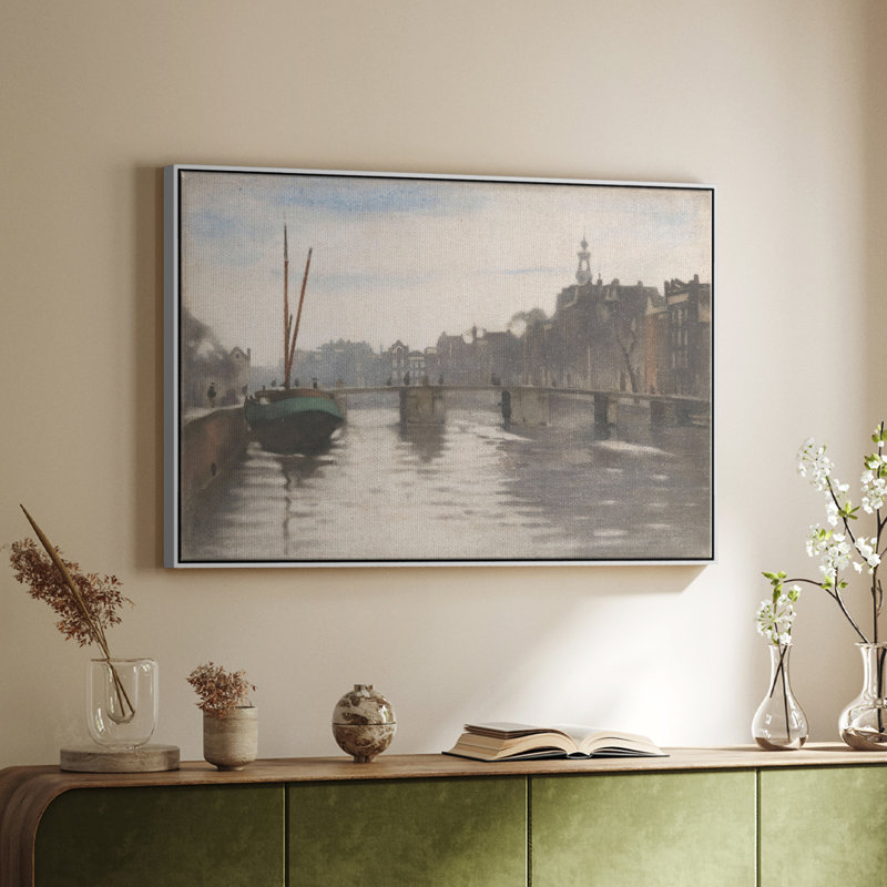 Paysage rétro - CCCLVI, Toile encadrée flottée blanche, H 17 po x l 25 po x P 2 po