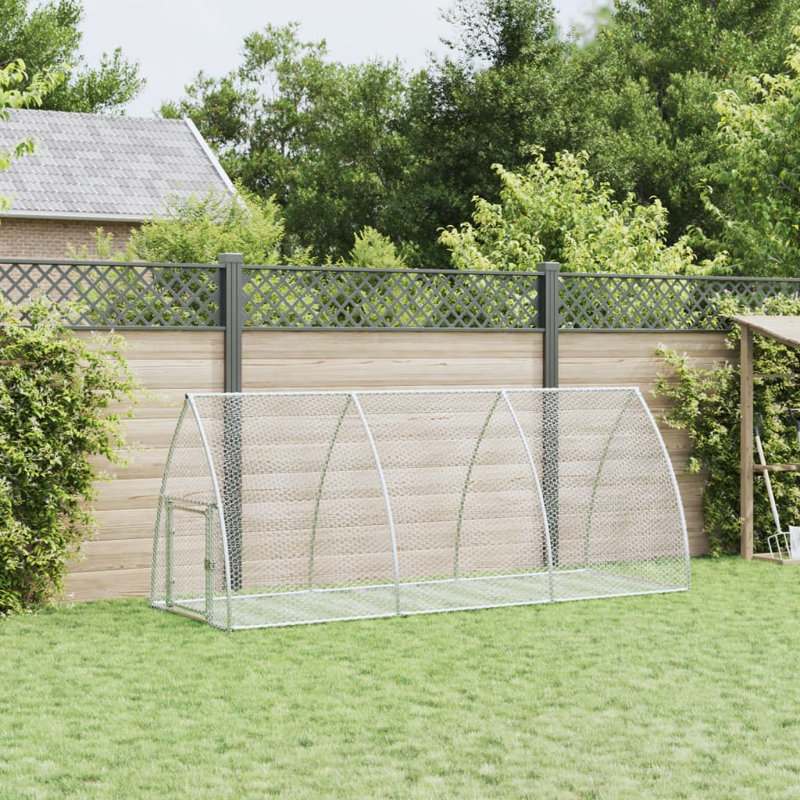 Rabbit Hutch Silver Galvanised Steel, 120cm H x 300cm W x 105cm D