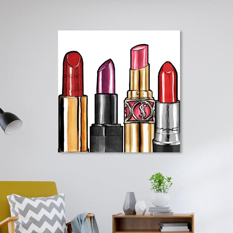 Fashion and Glam Red Rouge à lèvres, reproduction d'art sur toile tendue, H 30 po x l 30 po x P 0,8 po