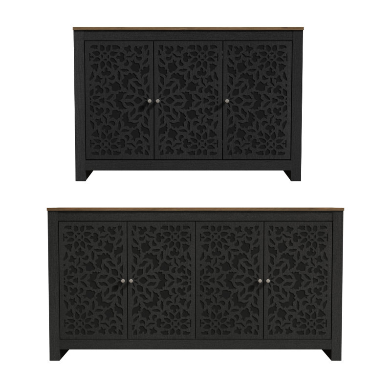  Arrastia Transitional Coordinated Dining Storage Sideboard Set Of 2, Black Oak/Knotty Oak