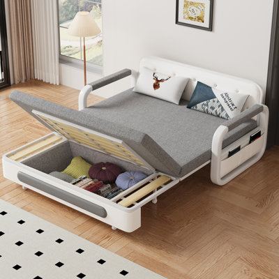 3-in-1 Convertible Sofa Bed with Storage, Double Sleeper Chair with Metal Frame & High Weight Capacity, Ideal for Living Room and Bedroom – Available in 128 cm and 158 cm
