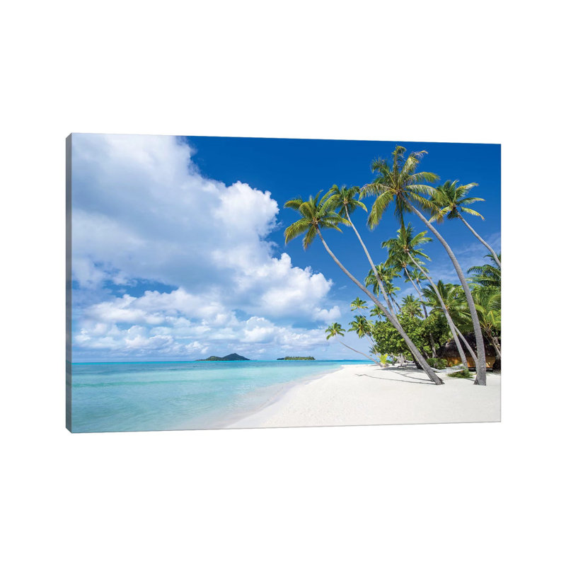 Palm Trees A The Beach, Bora Bora Atoll - Wrapped Canvas Gallery-Wrapped Canvas Giclée, 20.32 cm H x 30.48 cm W