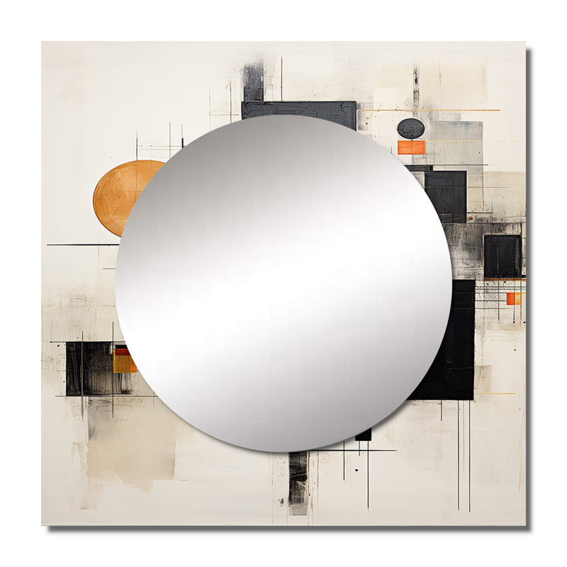 Yellow Suprematism Geometric Symphony - Abstract Large Square Mirror For Wall Art Decor, 23" x 23"