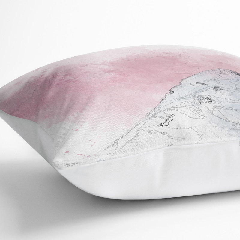 Snowy Mountain Sketch Cushion with Filling, 55cm H x 55cm W x 20cm D, White