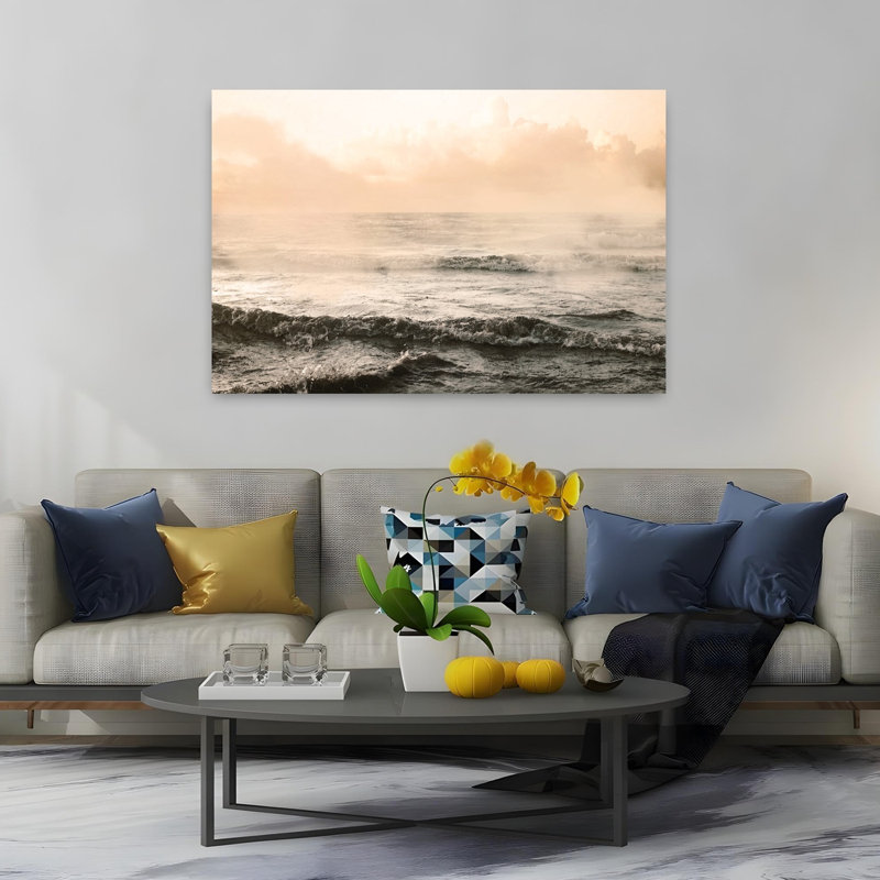 Moody Ocean, art abstrait de paysage côtier, H 60 po x l 40 po