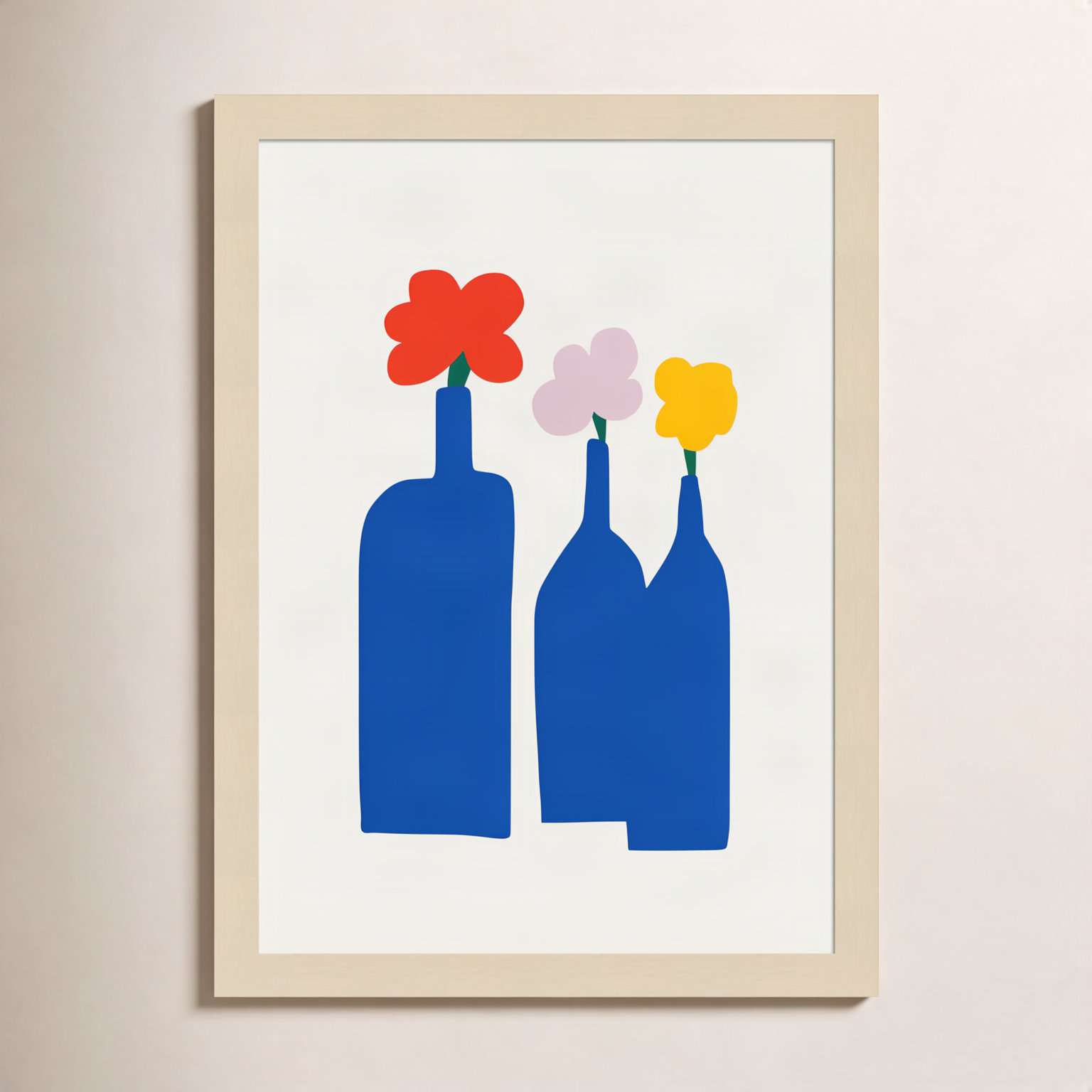 Blue Bottle Vase Print by Little Dean, Brown, 17" H x 13" W