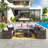 9-Piece Outdoor Half-Moon Wicker Conversation Sets With 1 Nesting Coffee Table And Tempered Glass Top