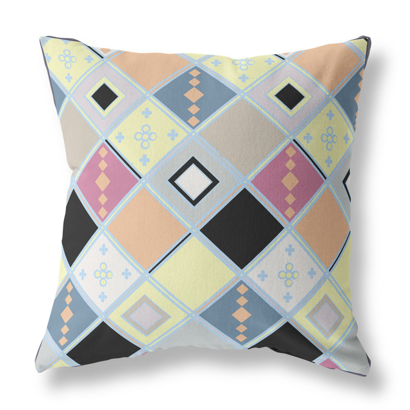 Coussin décoratif 26 po x 26 po Broadcloth, Floral rose / jaune