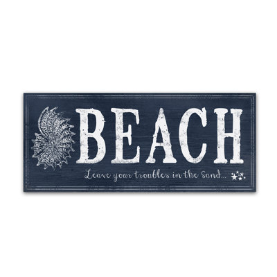 Wrapped Canvas Wall Art - Ali Chris 'Beach 2' Wall Art for Living Room, Bedroom, or Office Décor - 14x32