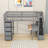 Helson Kids Twin 6 Drawers Wood Loft Bed with Built-in Desk and Shelves-929339653