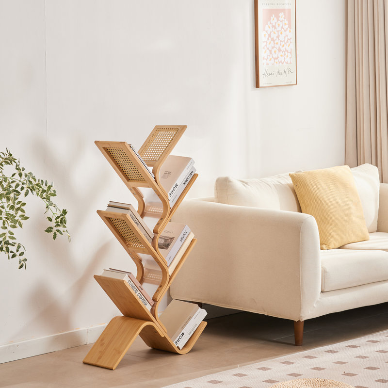 58.9cm W Bamboo / Rattan Bookcase, (6 Shelves) 108cm H x 58.9cm W x 20.1cm D
