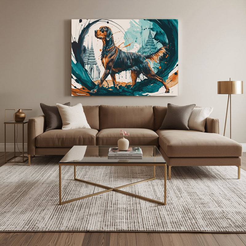 Chiens, art mural sur toile bleue Ridgeback, H 20 po x l 30 po