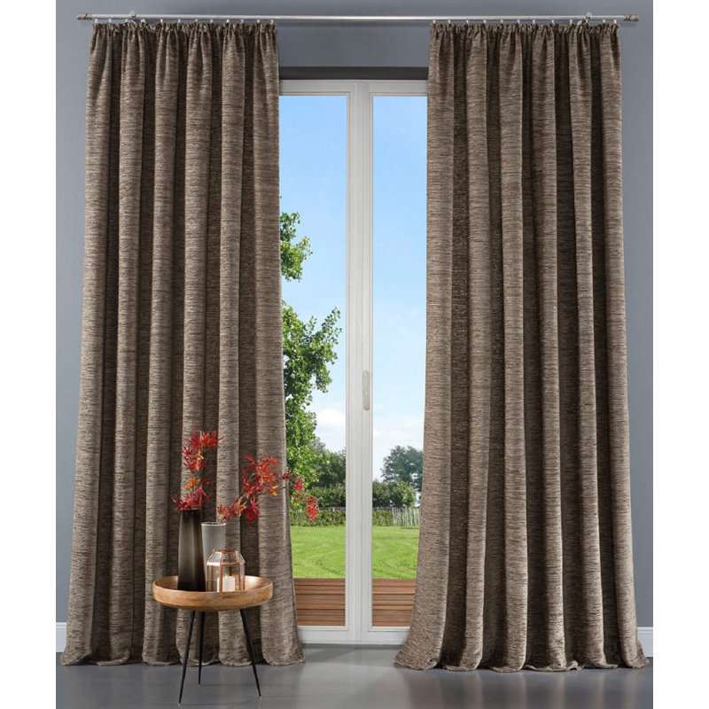 Beloit Pinch Pleat Room Darkening Curtain, 270cm Width x 225cm Drop, Taupe