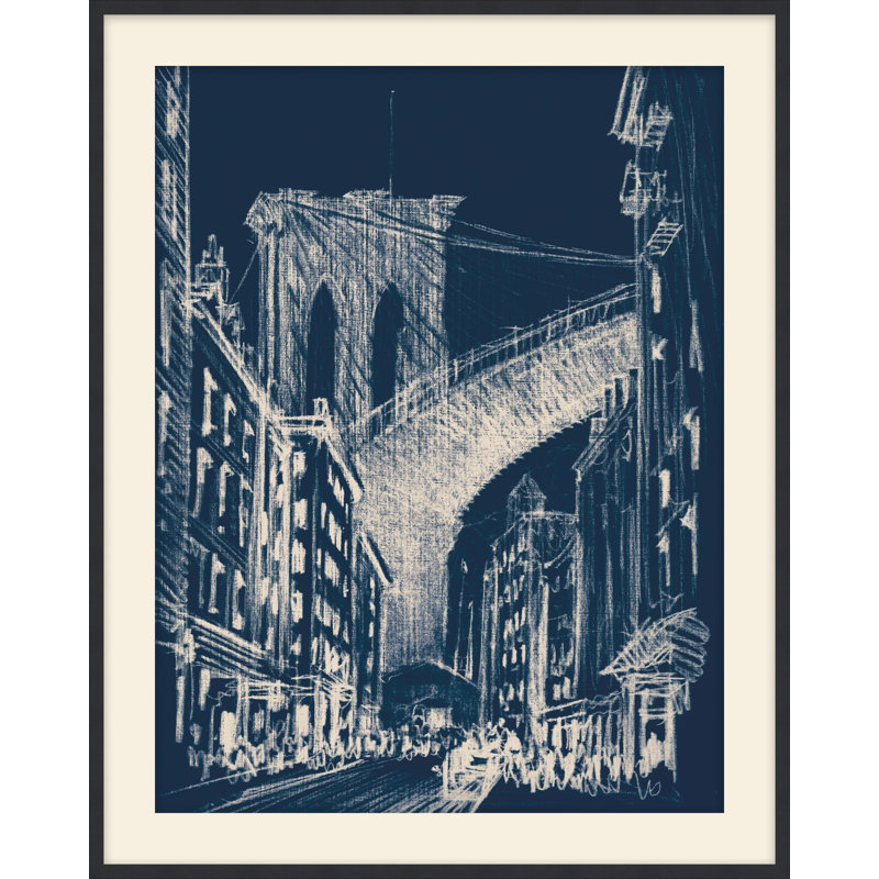Under Brooklyn Bridge Blue 1 Print, 21.5" H x 18.5" W