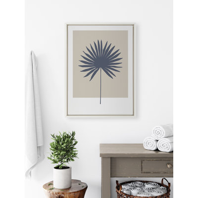 Muted Tan and Blue Colorblock Botanical Palm by The Creative Bunch Studio Framed Canvas Wall Art Print