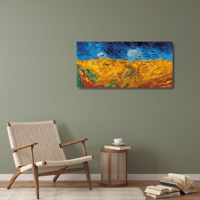 Art sur toile tendu avec Lark Manor ™ Van Gogh, Vincent: Champ de blé avec corbeaux (87_VVG2169), H 21 po x l 40 po