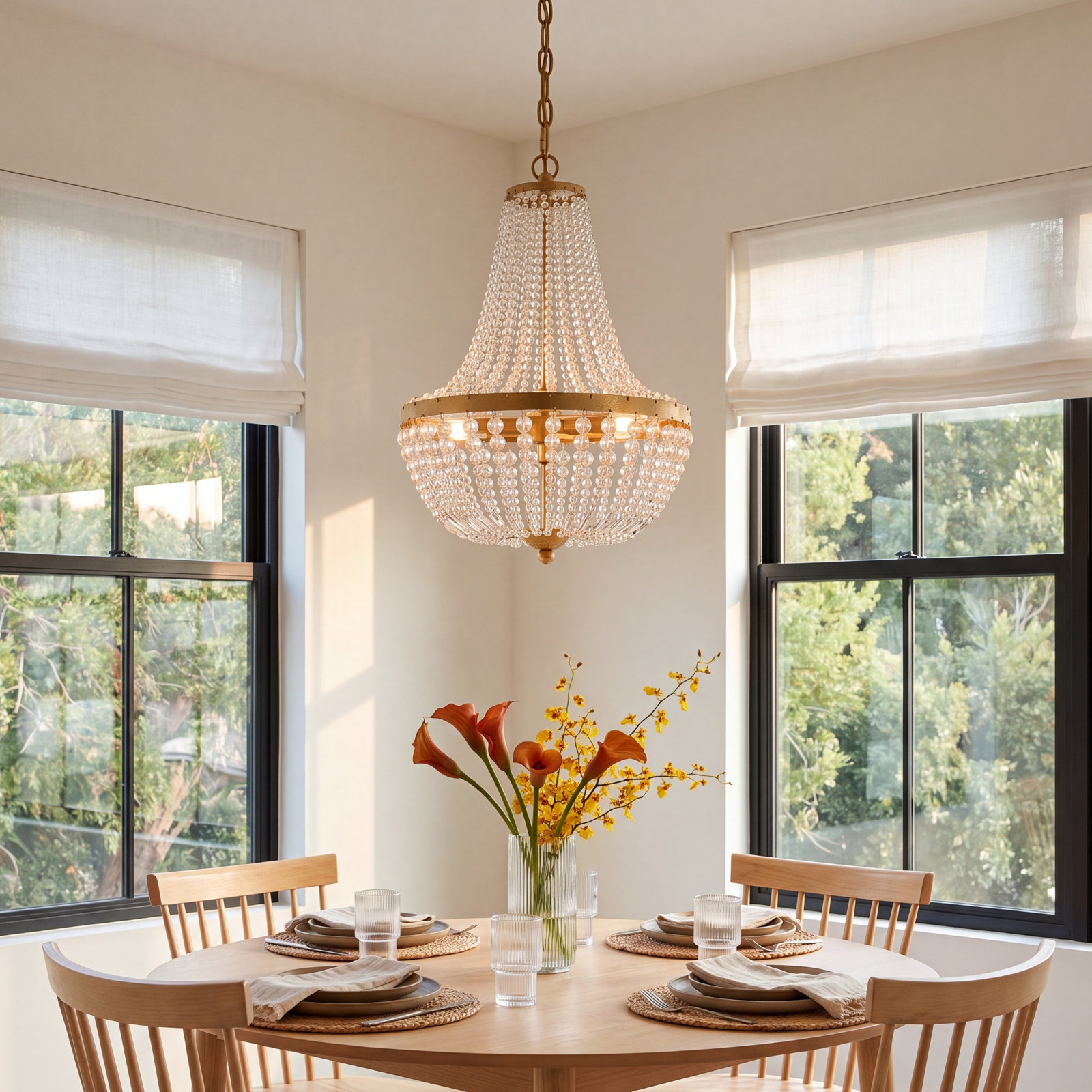 Conway Wrought Iron 3-Light Chandelier, Antique Gold