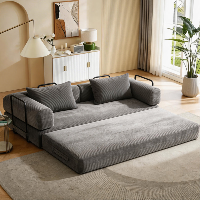 Canapé-lit convertible, futon, canapé-lit désossé, avec canapé-lit, aucun assemblage requis, Gris foncé