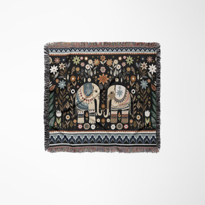 Jeté en mélange de coton Cece Elephant