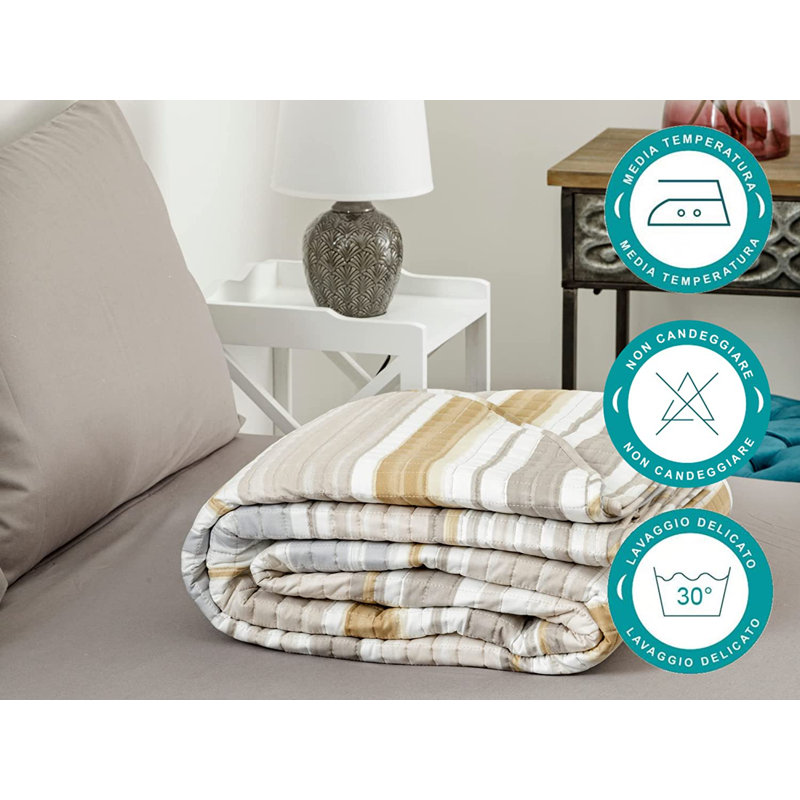 Polyester Microfiber Quilt, W260 x L260cm, White/Yellow