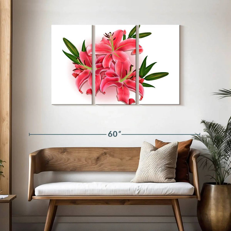 Harnek Pretty Pink Lily Flowers, 28" H x 45" W