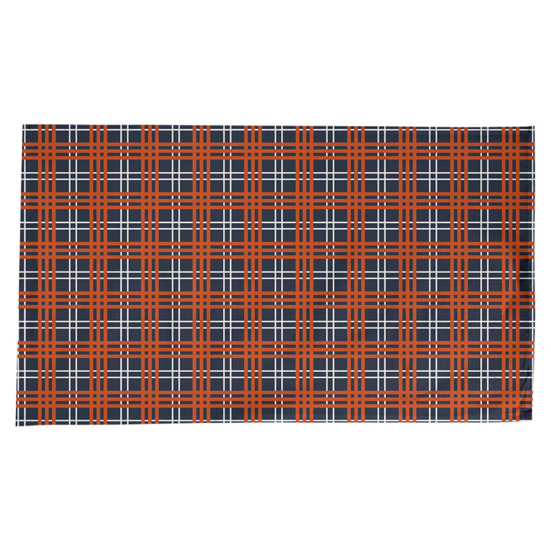 Nappe en mélange de coton à carreaux, Bleu marine foncé / blanc / orange