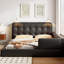 Grand lit plateforme tapissier grand avec 2 lumières de lecture, noir. Cuir d'unité centrale de qualité. Généreuse pièce de repos et de confort. Tête de lit réglable avec lampes noires. Espace détente.-97066472