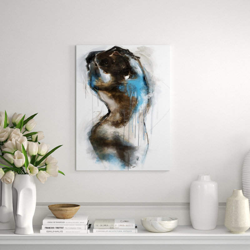 Femme De Bleu III Print by Emma Brooks, 32" H x 24" W x 1.5" D, Image Brush Gel