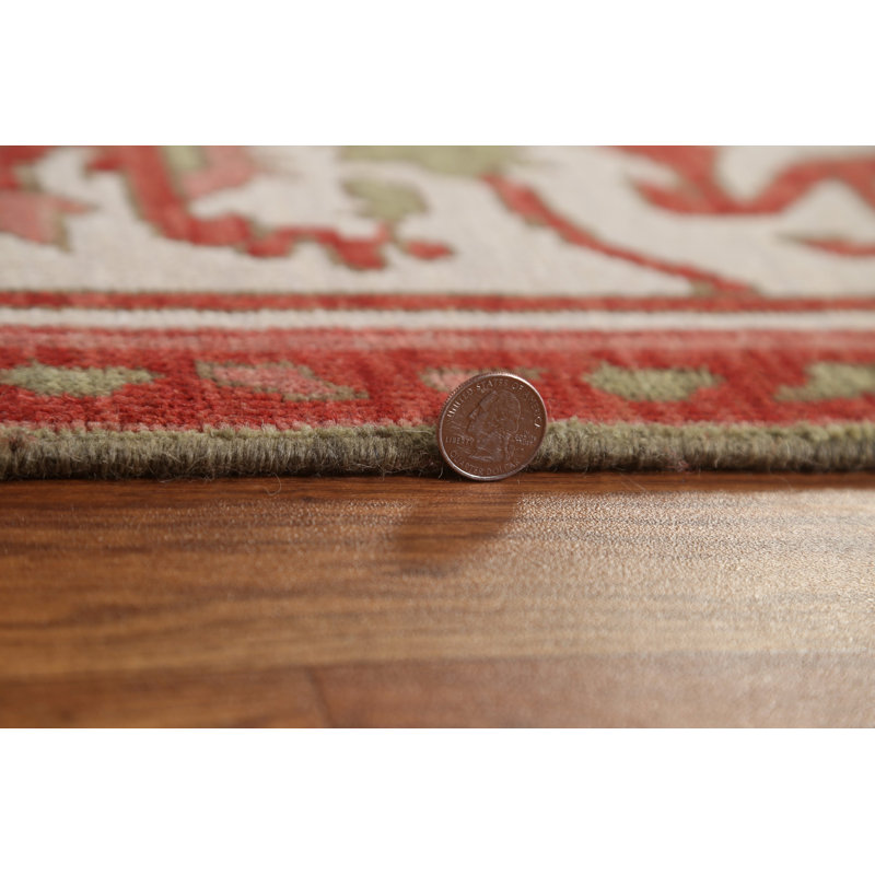 One-of-a-Kind 9'9" x 13' Rectangle Wool Area Rug in Green and Ivory